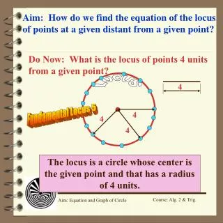 Aim: How do we find the equation of the locus of points at a given distant from a given point?