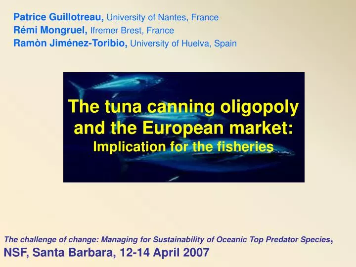 the tuna canning oligopoly and the european market implication for the fisheries