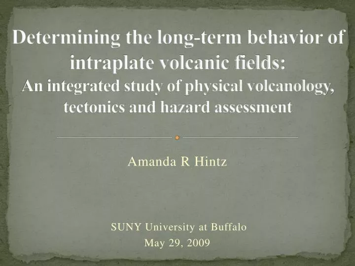 amanda r hintz suny university at buffalo may 29 2009