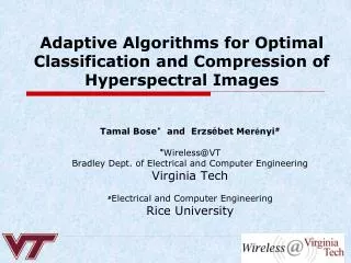 Adaptive Algorithms for Optimal Classification and Compression of Hyperspectral Images