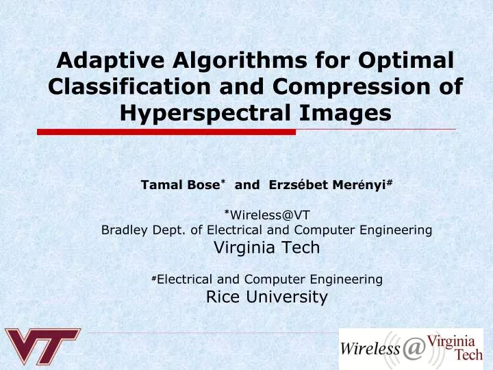 adaptive algorithms for optimal classification and compression of hyperspectral images