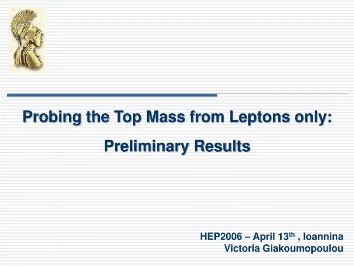 probing the top mass from leptons only preliminary results