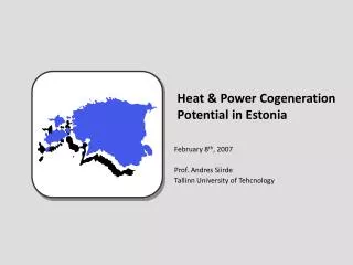 Heat &amp; Power Cogeneration Potential in Estonia