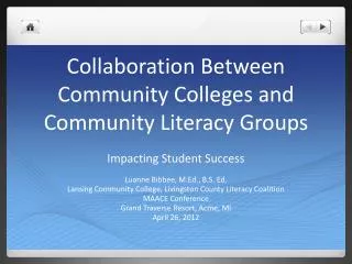 Collaboration Between Community Colleges and Community Literacy Groups