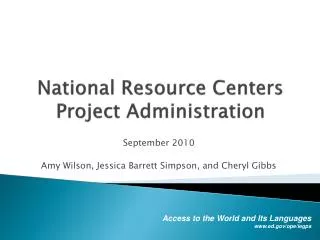 National Resource Centers Project Administration