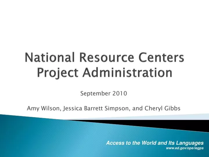 national resource centers project administration