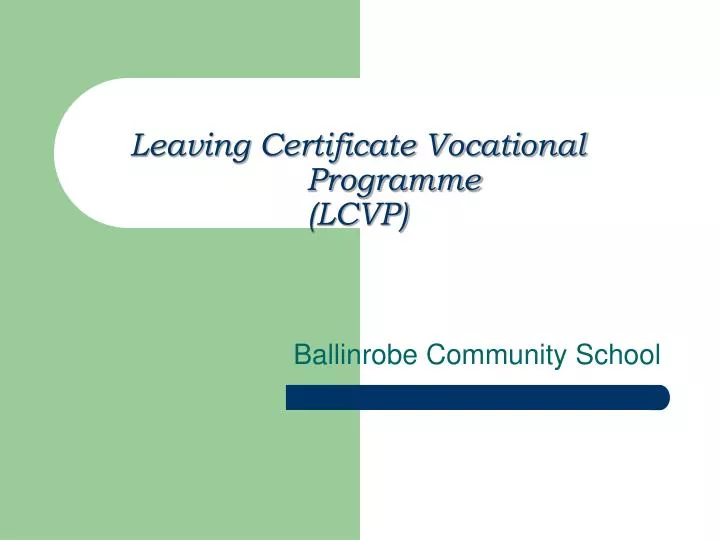 leaving certificate vocational programme lcvp