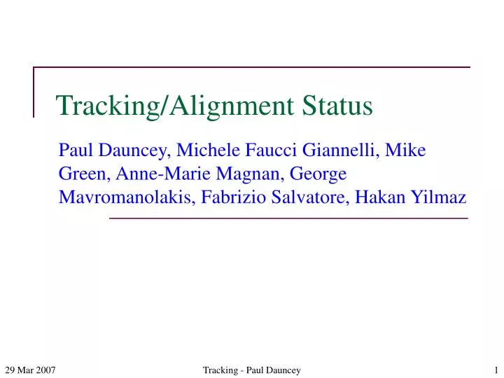 tracking alignment status