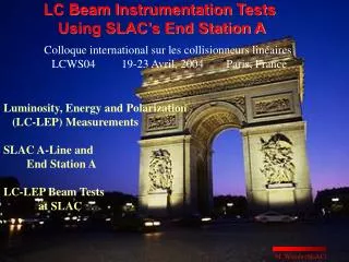 Luminosity, Energy and Polarization (LC-LEP) Measurements SLAC A-Line and