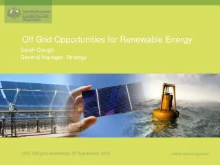 Off Grid Opportunities for Renewable Energy
