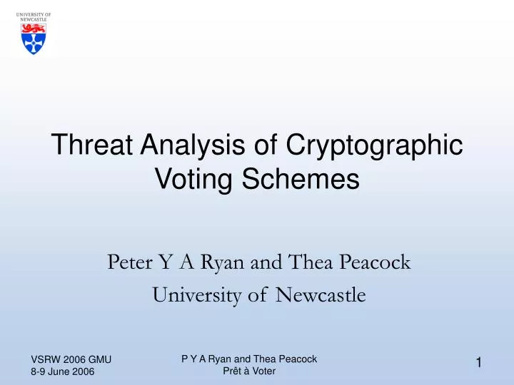 threat analysis of cryptographic voting schemes