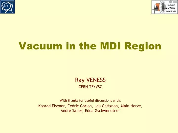 vacuum in the mdi region