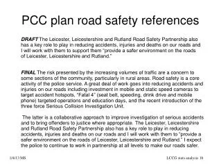 pcc plan road safety references