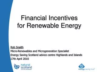 Rob Snaith Micro-Renewables and Microgeneration Specialist