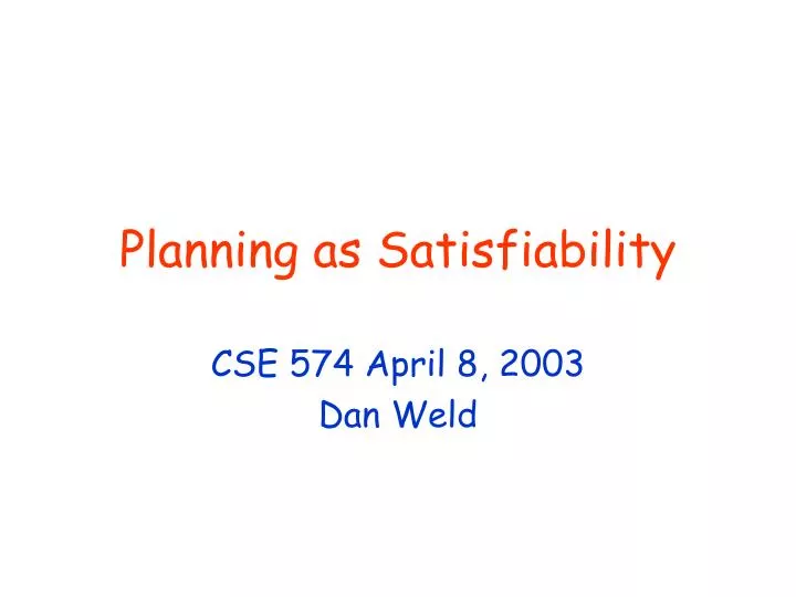 planning as satisfiability