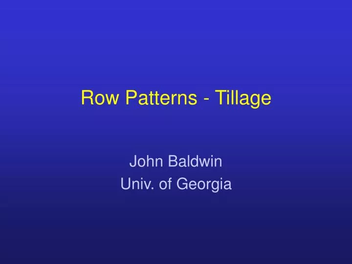 row patterns tillage