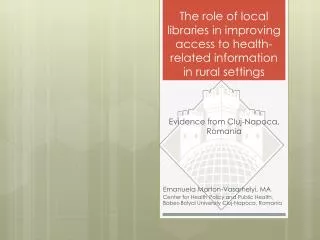 The role of local libraries in improving access to health-related information in rural settings