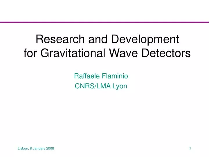 research and development for gravitational wave detectors