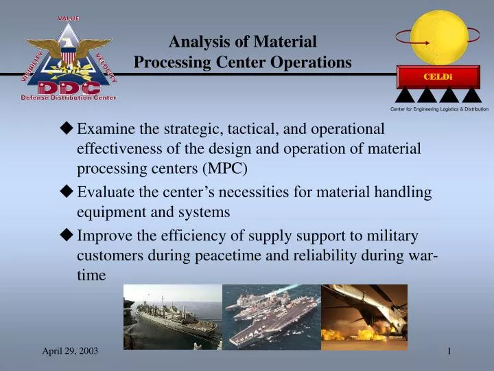 analysis of material processing center operations