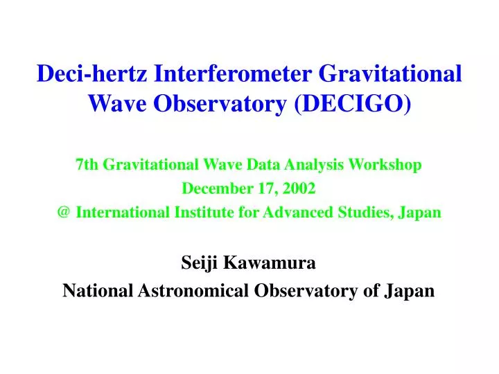 deci hertz interferometer gravitational wave observatory decigo
