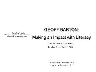 Thurrock Literacy Conference Tuesday, September 23, 2014