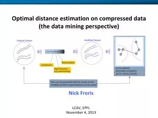 Optimal distance estimation on compressed data (the data mining perspective)