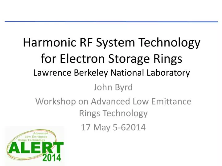 harmonic rf system technology for electron storage rings lawrence berkeley national laboratory