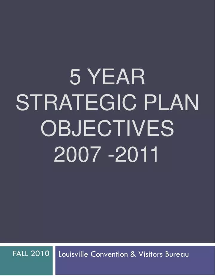 5 year strategic plan objectives 2007 2011
