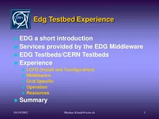 Edg Testbed Experience