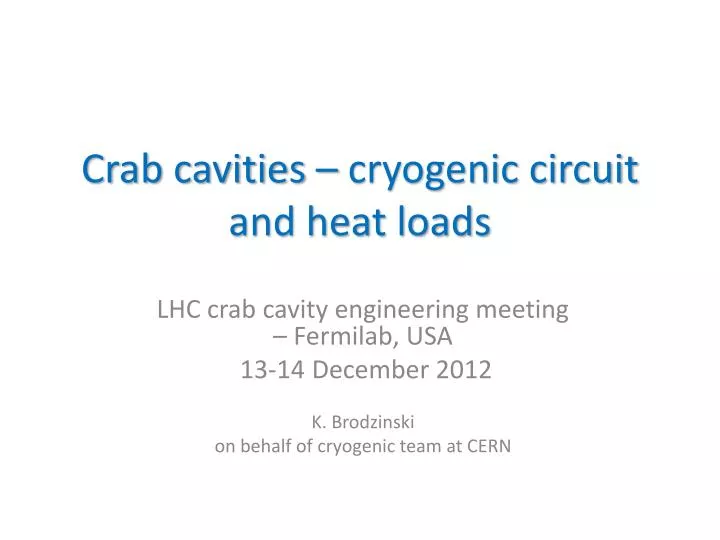 crab cavities cryogenic circuit and heat loads
