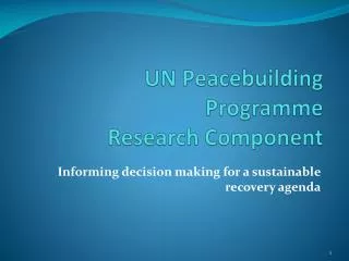 UN Peacebuilding Programme Research Component