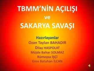 tbmm n n a ili i ve sakarya sava i