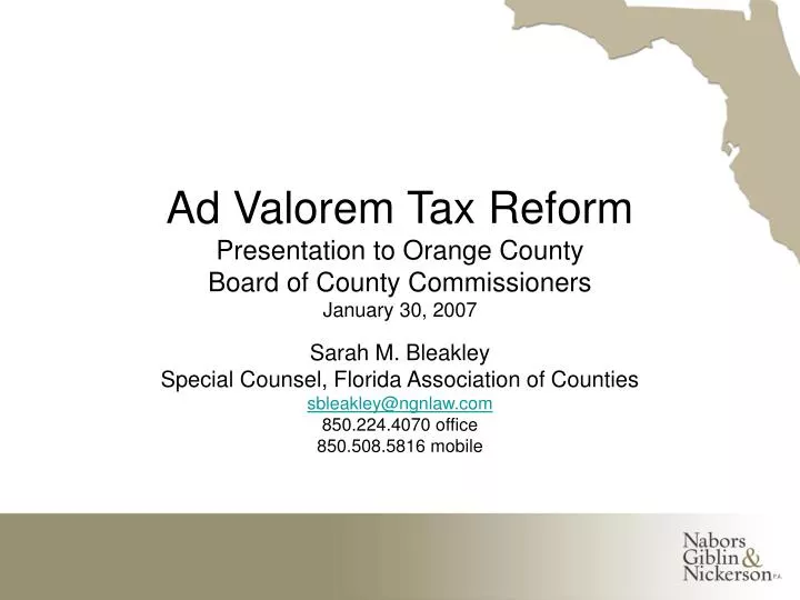 ad valorem tax reform presentation to orange county board of county commissioners january 30 2007