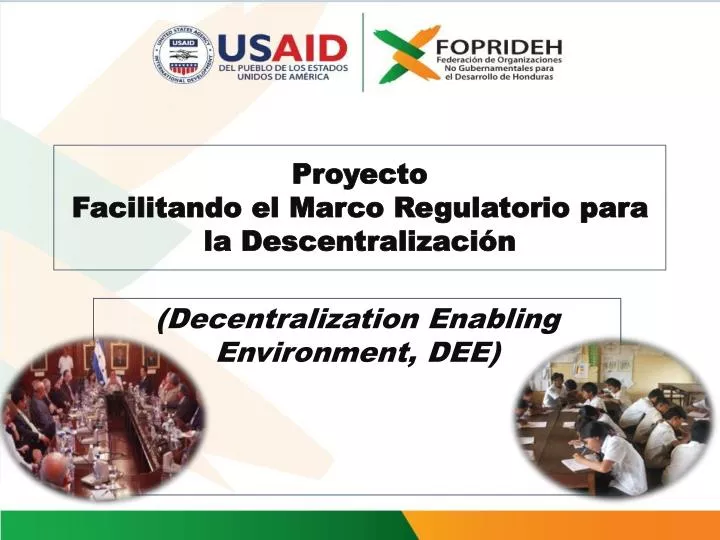 proyecto facilitando el marco regulatorio para la descentralizaci n