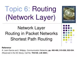 Topic 6: Routing (Network Layer)
