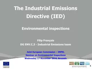 The Industrial Emissions Directive (IED) Environmental inspections
