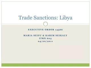 Trade Sanctions: Libya