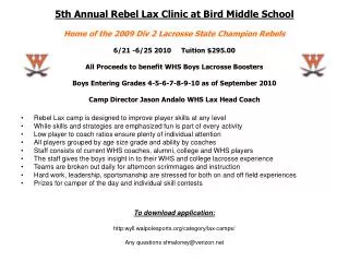 Rebel Lax camp is designed to improve player skills at any level
