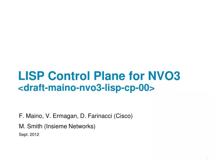 lisp control plane for nvo3 draft maino nvo3 lisp cp 00