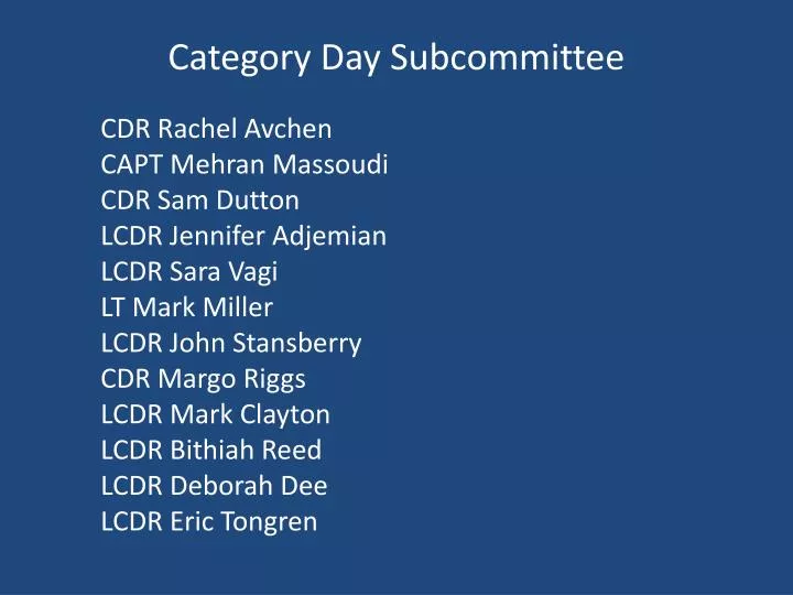category day subcommittee