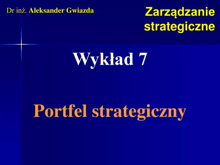 zarz dzanie strategiczne