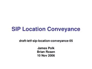 SIP Location Conveyance