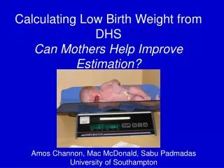 Calculating Low Birth Weight from DHS Can Mothers Help Improve Estimation?