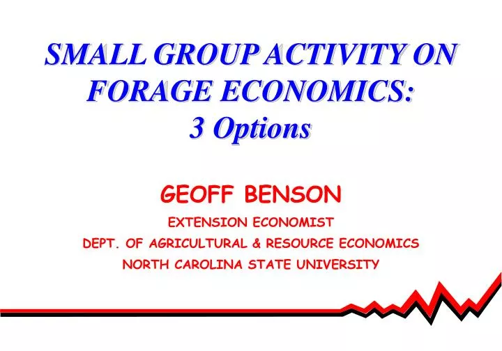 small group activity on forage economics 3 options
