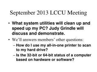 September 2013 LCCU Meeting