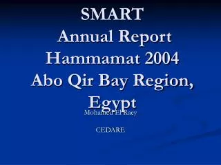 SMART Annual Report Hammamat 2004 Abo Qir Bay Region, Egypt