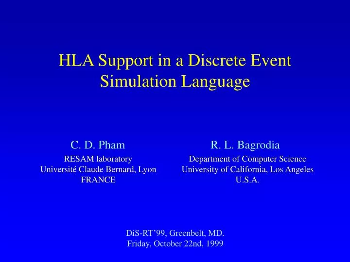 hla support in a discrete event simulation language