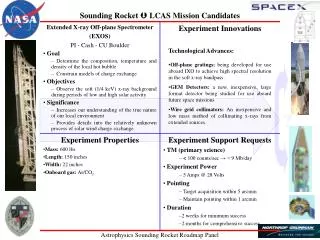 Sounding Rocket ? LCAS Mission Candidates