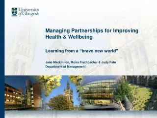 Managing Partnerships for Improving Health &amp; Wellbeing