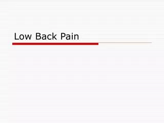 Low Back Pain